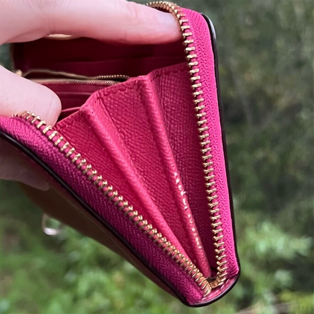 COACH Long Zip-Around Wallet PINK Smooth Leather w GOLD Hardware AUTHENTIC - Picture 5 of 11